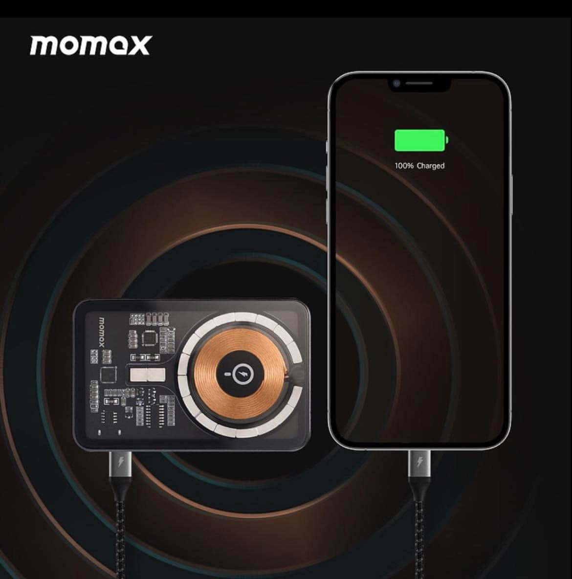 《Momax》 10,000 mAh透明無線磁吸充電寶